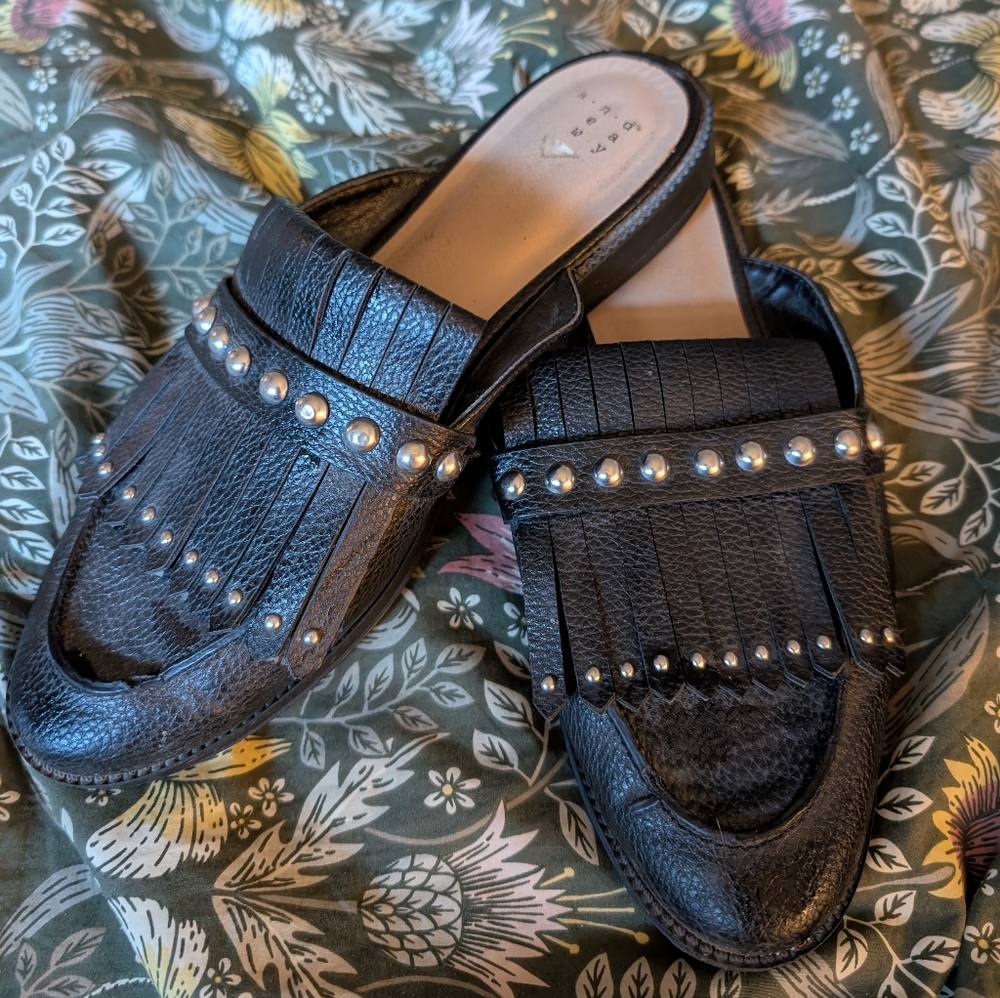 Black Studded Mules